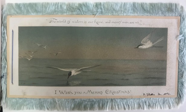 Victorian Christmas card featuring sea birds